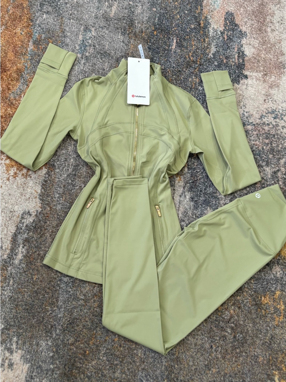 lululemon athletica Olive Green Track Jacket & Joggers Set